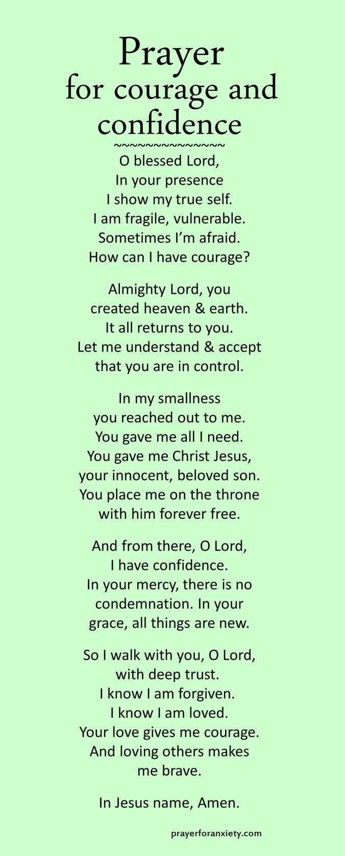Prayer for courage and confidence